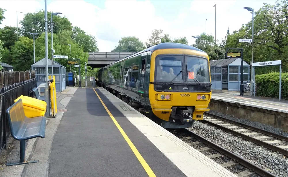 Blackwater railway station, the local landmark of GU17