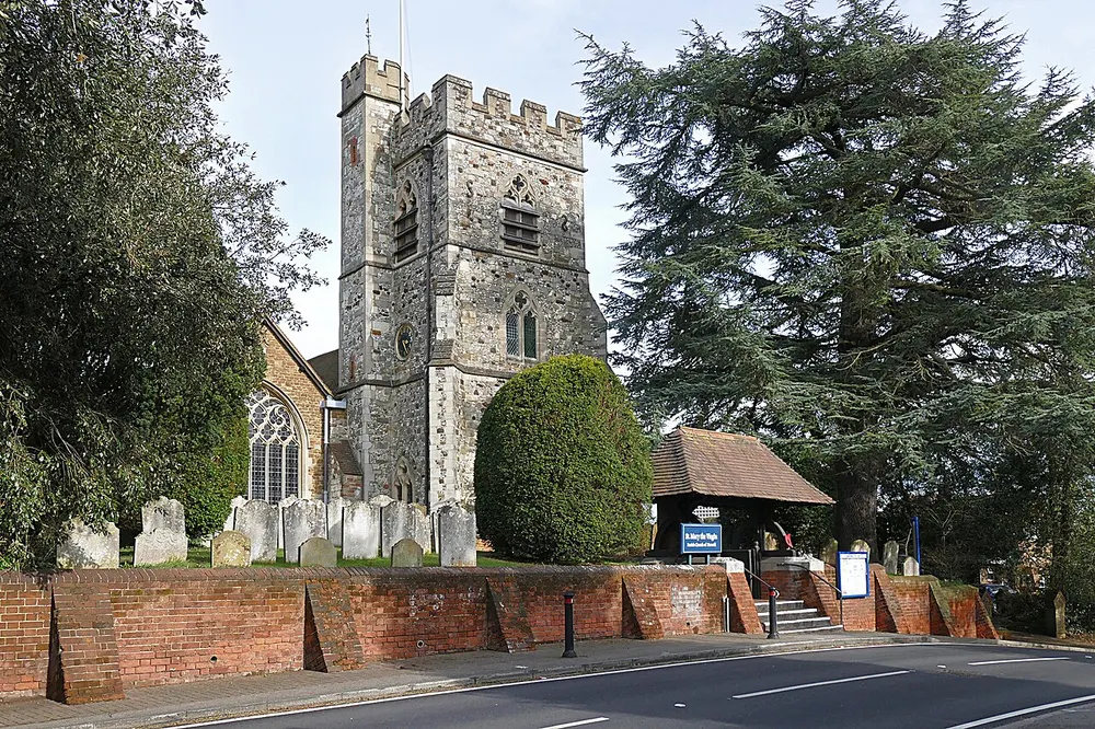 Church of St Mary the Virgin, Horsell, the local landmark of GU21